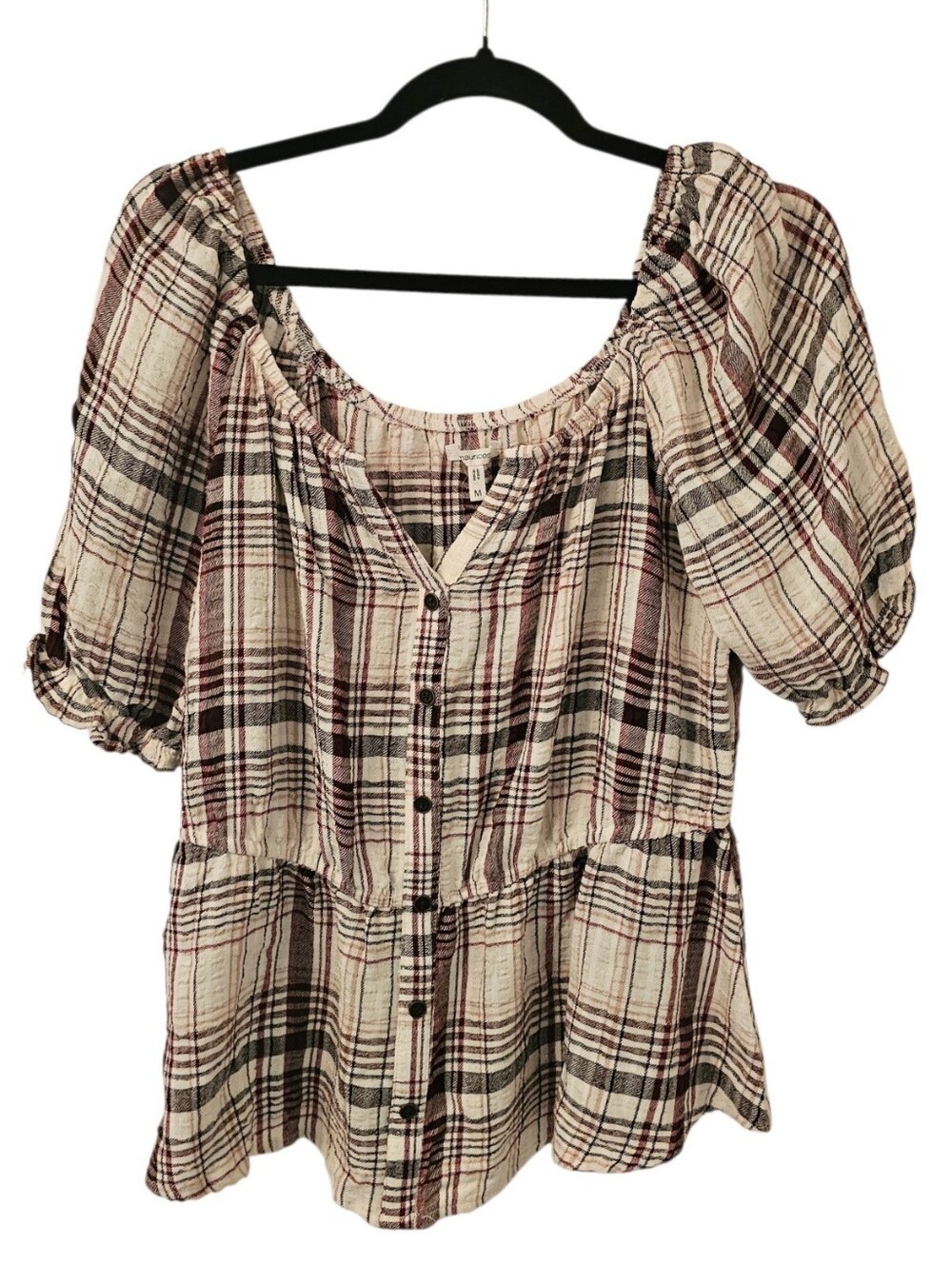 Multi-Coloured Maurices Women's Plaid Faux Button Blouse